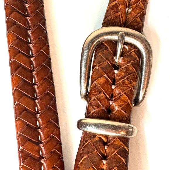 Vintage COACH 5922 Men's Belt 40" Braided Leather Brass Classic Preppy Luxury - Picture 3 of 8